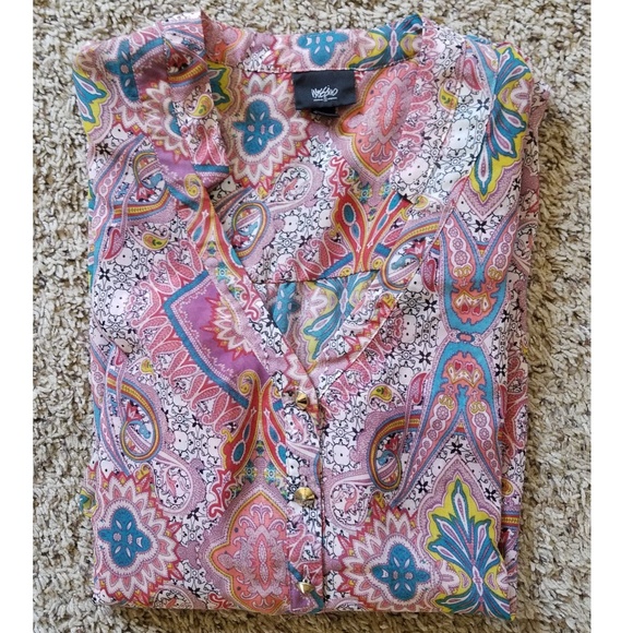 Sheer Printed Blouse | Mossimo • XXL - Picture 2 of 8